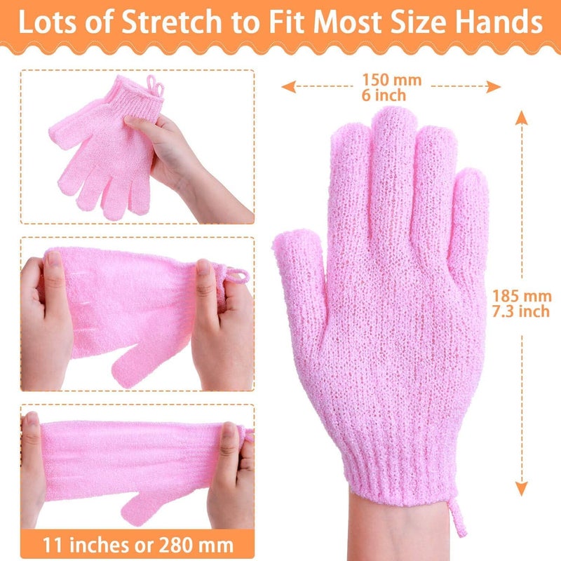 anezus Exfoliating Gloves 6 Pairs Shower Scrub Gloves Bath Loofah Glove Exfoliating for Women to Remove Dead Skin for Body Exfoliate 6 Colors - Image 4