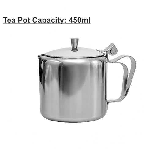 FINALITY Stainless Steel Tea Serving Pot with Handle-Tea Coffee Kettle Medium Capacity-450ml Silver Color (Pack of 1) - Image 3