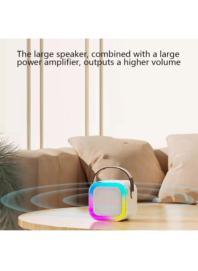 Portable Bluetooth Karaoke Machine with 2 Wireless Microphones, Music Player and Mini Speaker for Kids, Toys and Gifts, off White  - Image 4