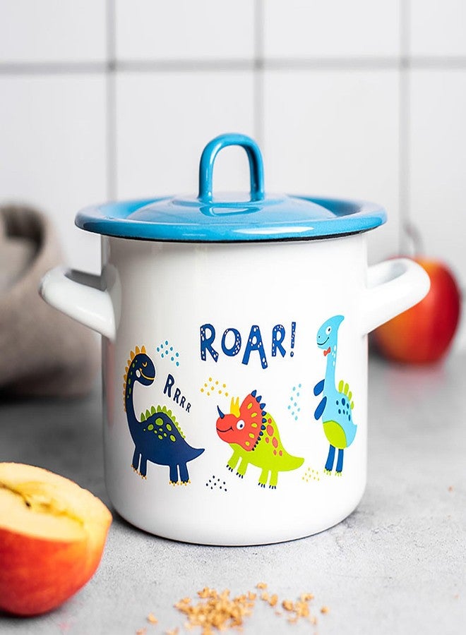 Metalac Little Dino Enamel Cooking Pot with Lid (1.5 L) - Image 2