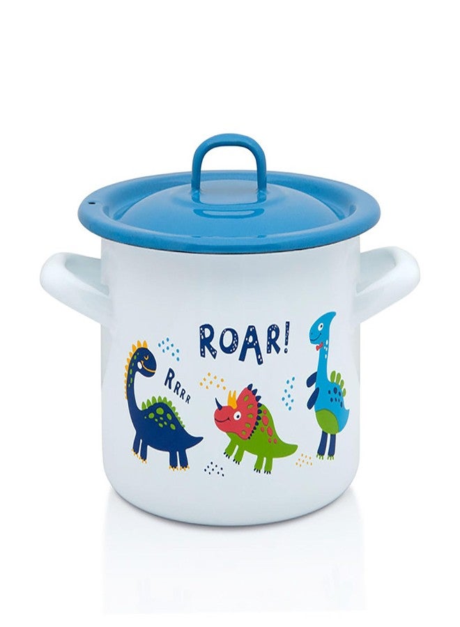 Metalac Little Dino Enamel Cooking Pot with Lid (1.5 L) - Image 1