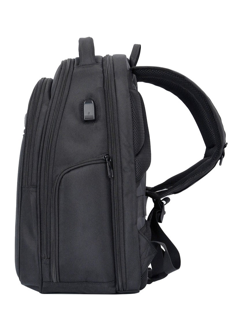 CABINPRO Premium Backpack Water Resistant 180° Opening Daypack with Built-in USB port for Men and Women on Travel Casual Business School College CP012 Black  - Image 4