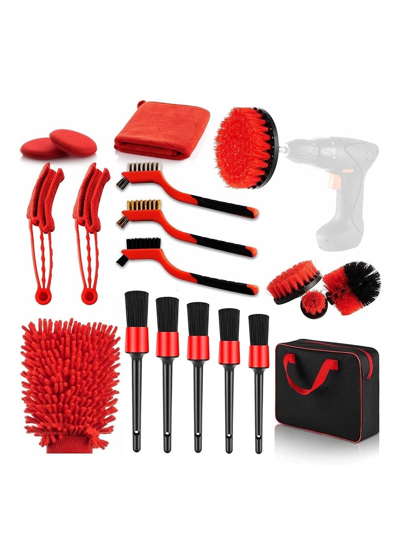 Arabest 19 Piece Car Cleaning tools kit, Car wash Tools, Car detail brush Set, Car bit brush set, cleaning wheels, dashboard, interior, exterior, leather, vents  - Image 1