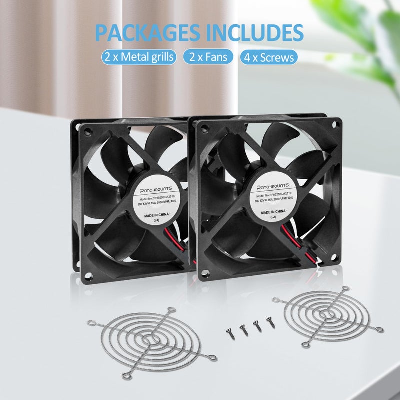 PANO-MOUNTS 2 Pack 90mm 92mm 12V DC Computer PC Fan 2 Wire 3pin Cooling Fan for Computer Case Cooler 2000RPM - Image 3