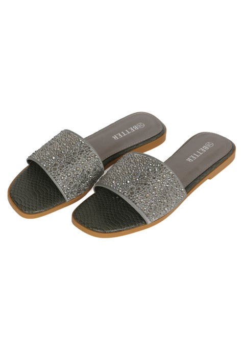 Ladies Flat Sandal Grey