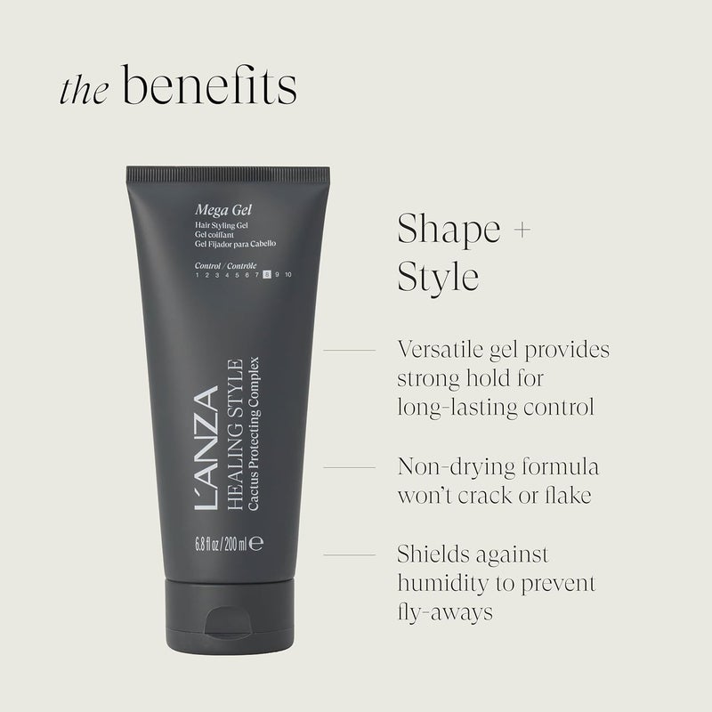 L'ANZA Healing Style Mega Gel - Strong Hold Hair Styling Gel, 6.8 oz (200 ml) - Image 3