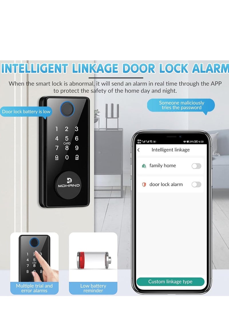 Generic - Smart Lock, Fingerprint Keyless Entry Door Lock, Built-in Wi-Fi, App Remote Control, Touchscreen Keypad Deadbolt, Auto Lock, Easy Installation - Image 1