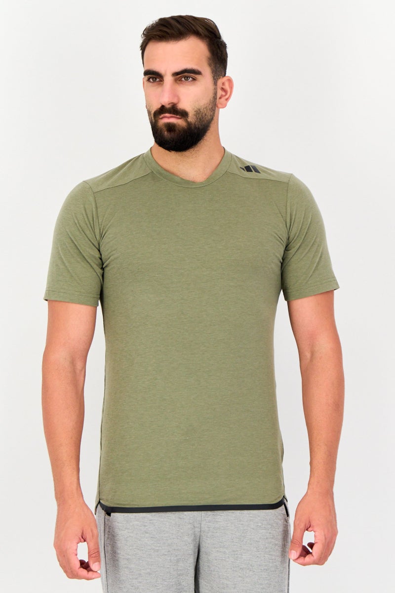 Adidas Men Slim Fit Short Sleeve Pro Series Training T-Shirt, Olive - Image 1