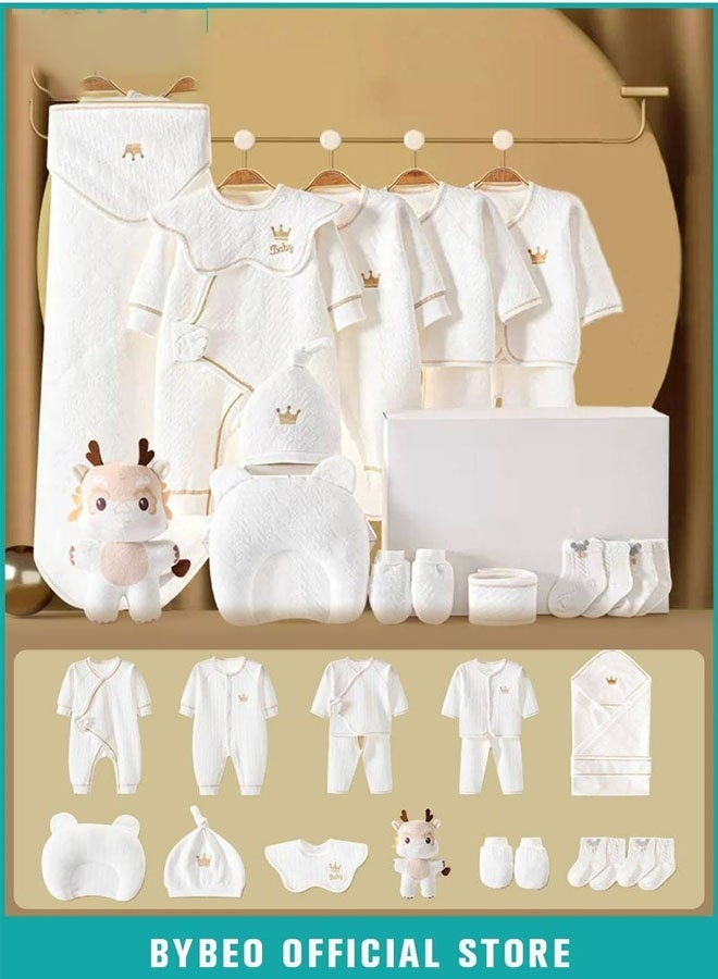 18PCS Newborn Baby Gift Set, Newborn Layette Gift Set for Boys and Girls, Babies Essential Clothes Accessories with Baby Blanket, 100% Premium Cotton, for Spring Summer Autumn Winter Four Seasons - Image 1