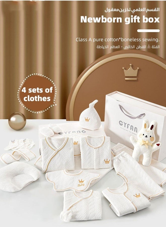 18PCS Newborn Baby Gift Set, Newborn Layette Gift Set for Boys and Girls, Babies Essential Clothes Accessories with Baby Blanket, 100% Premium Cotton, for Spring Summer Autumn Winter Four Seasons - Image 5
