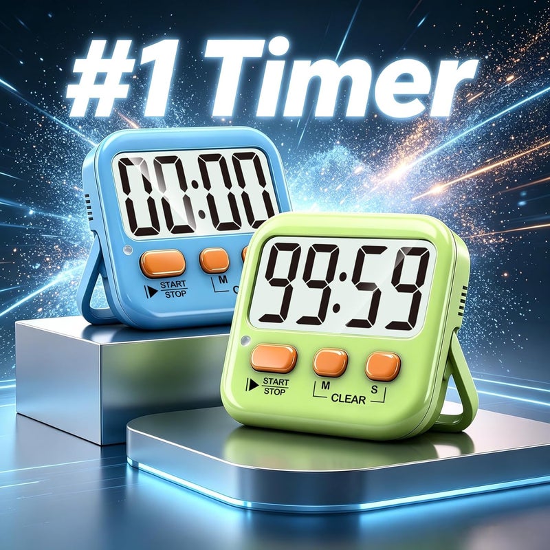 Antonki 2 Pack Digital Timer for Kids, Magnetic Countdown Kitchen Timers for Cooking, Egg, Classroom, Teacher, Exercise, Study, Oven - Battery Included - Image 2