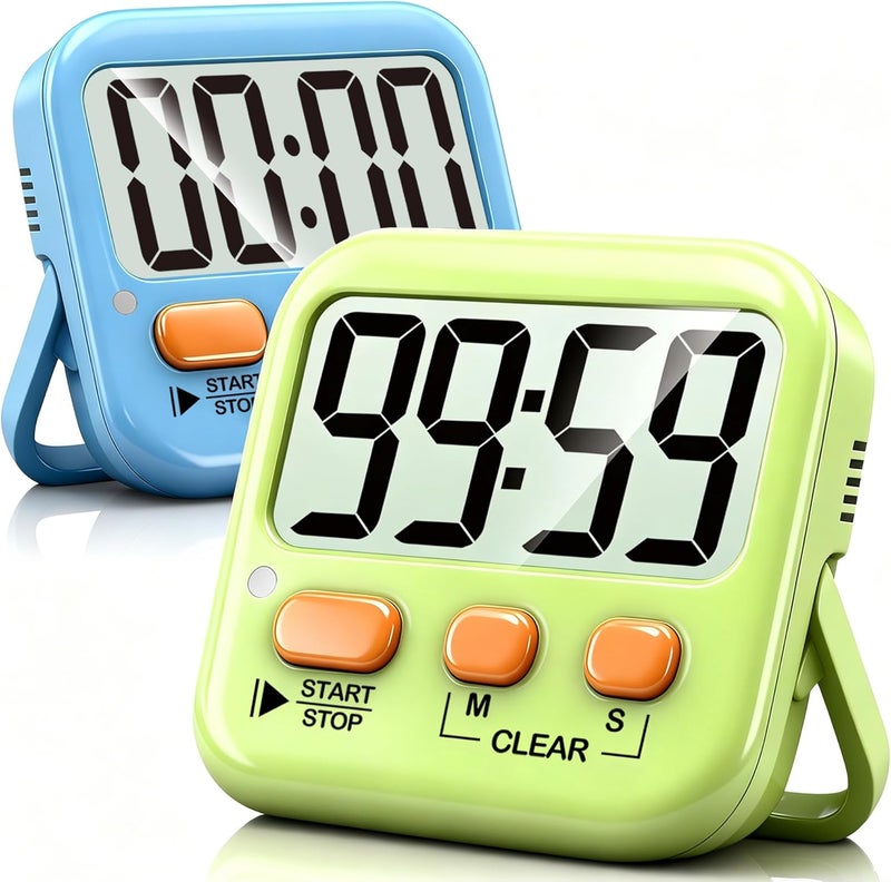 Antonki 2 Pack Digital Timer for Kids, Magnetic Countdown Kitchen Timers for Cooking, Egg, Classroom, Teacher, Exercise, Study, Oven - Battery Included - Image 1