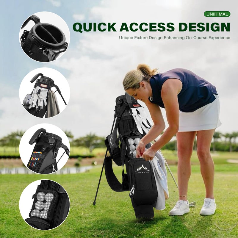 UNIHIMAL Par 3 Golf Lightweight Stand Carry Bag PRO with Dual Shoulder Straps â€“Pitch n Putt Golf Bag Easy to Carry and Durable for The Driving Range and Executive Courses â€“ 31.5 inches Tall (Black) - Image 4