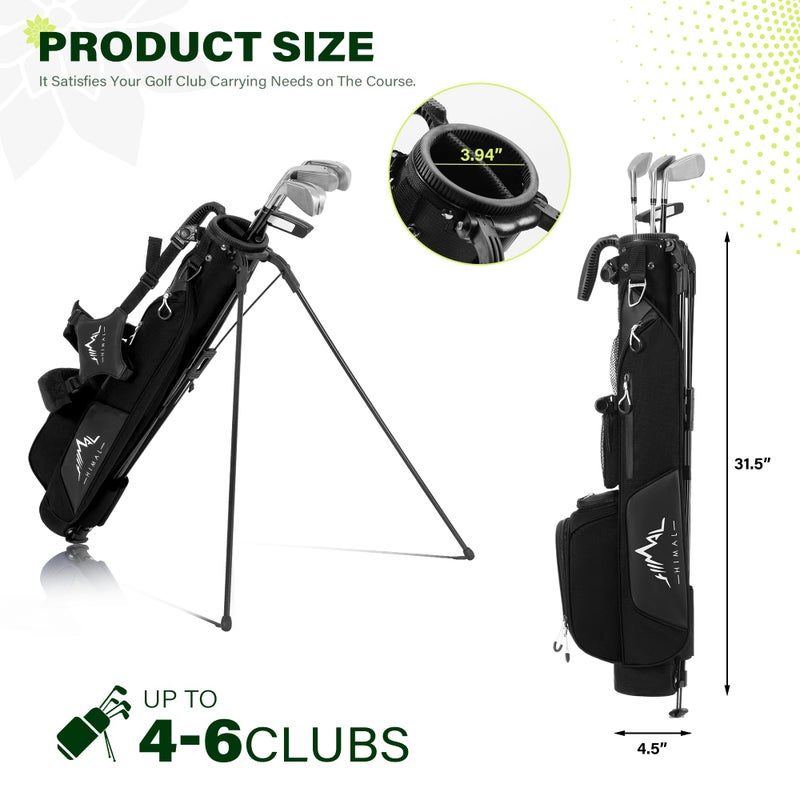 UNIHIMAL Par 3 Golf Lightweight Stand Carry Bag PRO with Dual Shoulder Straps â€“Pitch n Putt Golf Bag Easy to Carry and Durable for The Driving Range and Executive Courses â€“ 31.5 inches Tall (Black) - Image 2