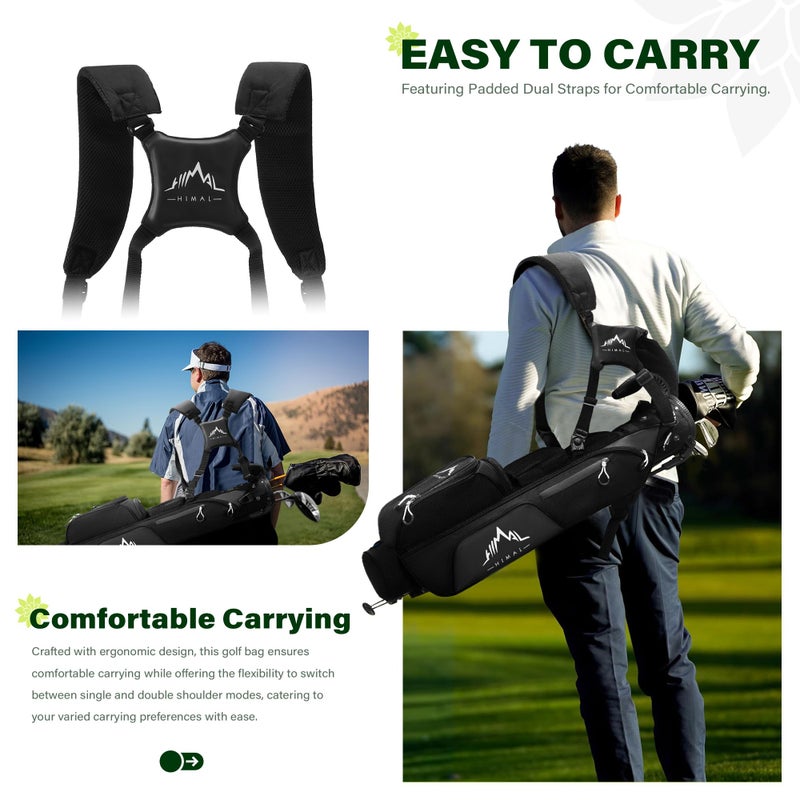 UNIHIMAL Par 3 Golf Lightweight Stand Carry Bag PRO with Dual Shoulder Straps â€“Pitch n Putt Golf Bag Easy to Carry and Durable for The Driving Range and Executive Courses â€“ 31.5 inches Tall (Black) - Image 5