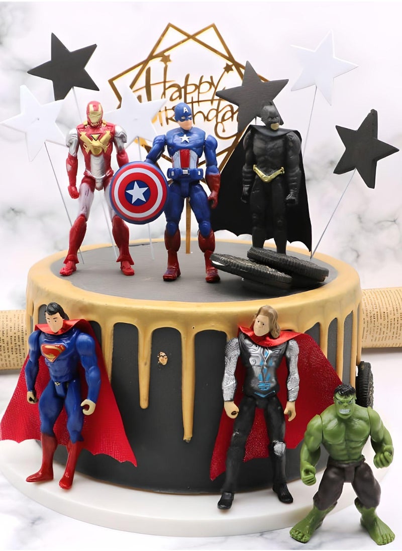 SARAOONT - 6 Piece Superhero Action Figures Sets Marvel Hero Series Collectible Ornaments for cake Toppers.. - Image 1