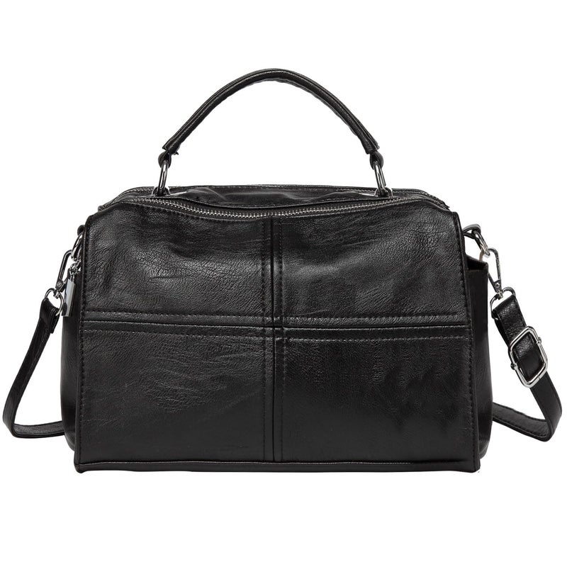 VASCHY Crossbody Bags for Women, Vegan Leather Top Handle Satchel Handbag Fashion Shoulder Bag Purse Black - Image 1