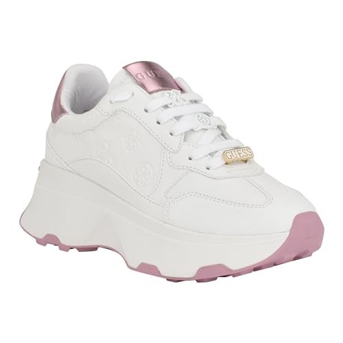 GUESS Women's Calebb10 Sneaker, White/Pink 147, 7.5 - Image 1