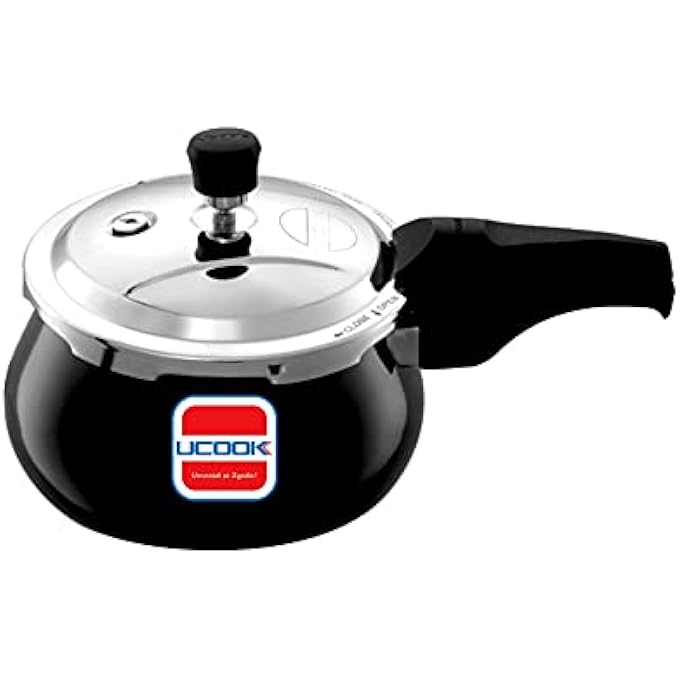 UCOOK By United Ekta Group Big BellyOTwin Hard Anodised Outer Lid Induction Pressure Cooker With Stainless Steel Lid 35 Litre Black - Image 1