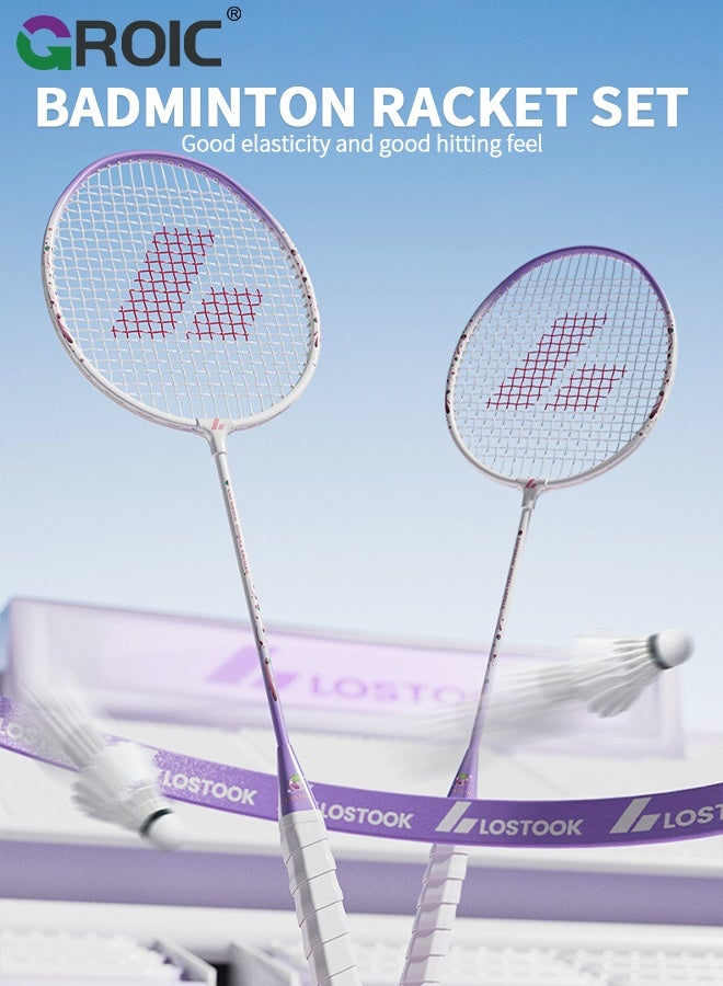 GROIC Badminton Rackets Set for Beginners, Includes 2 Rackets, 3 Shuttlecocks, 1 Carrying Bag, 1pair Compression Wrist Brace, Outdoor Practice Sports Game for Kids Adults - Image 5