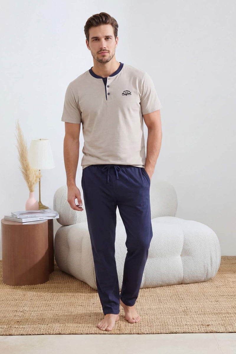 trendyol Gray Regular Buttoned Collar Knitted Pajama Set Tmnss26Pt00033 - Image 1