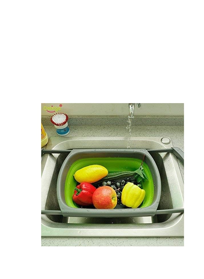 Collapsible Silicone Sink Strainer – Ideal for Kitchen Use Perfect for draining pasta, vegetables, and other foods in the kitchen. Made of foldable silicone, space-saving and easy to use. - Image 4