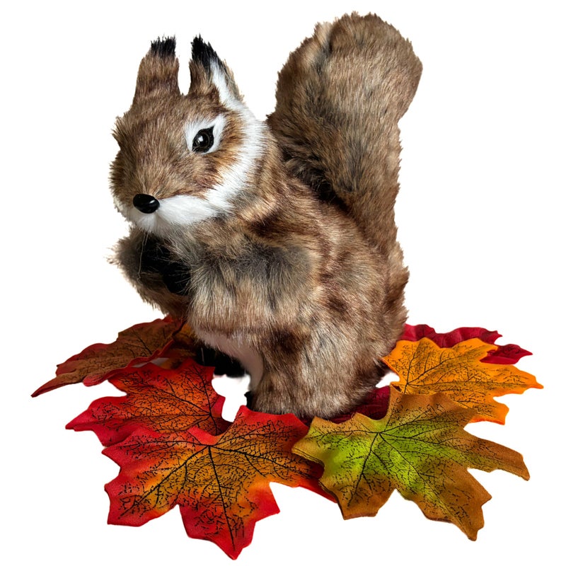 Basuo-9Q Basuo9Q Realistic Squirrel Figurine Lifelike Plush Tree Rodent with Bushy Tail Handcrafted Collectible Stuffed Animal for Festive Decorations DIY Centerpiece Woodland Home Decor - Image 3