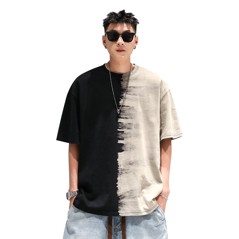 Summer Niche Design Sense Brown Polo Oblique Lel Short-Sleeved T-Shirt Men'S American Style Retro Trendy Brand Irregular Half-Sleeved T-Shirt - Image 3
