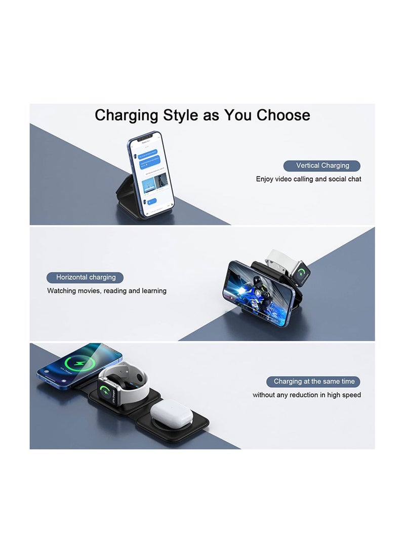 كول بيبي المغناطيسي شاحن لاسلكي عن اي فون ، قابلة للطي ثلاثة في واحد محطة شحن عن العديد من أجهزة أبل ، شاحن لاسلكي سريع - Image 2