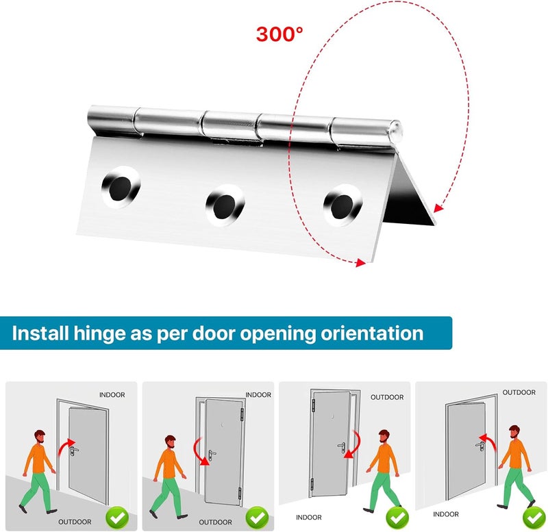 QANQIUPLE Stainless Steel Folding Door Hings 3 Inch for Furniture Cabinets Window Wooden Box Trailer Components, Pack of 12 - Image 4