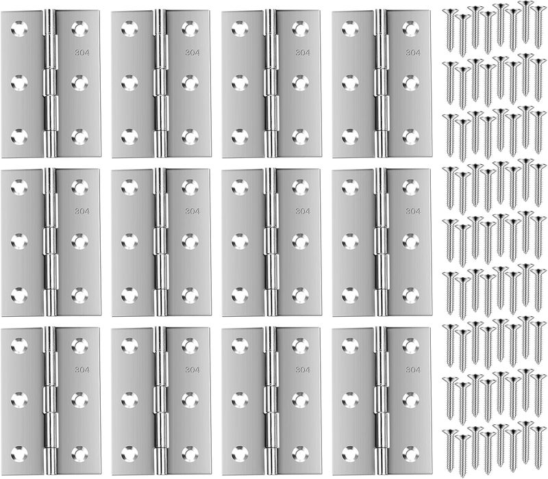 QANQIUPLE Stainless Steel Folding Door Hings 3 Inch for Furniture Cabinets Window Wooden Box Trailer Components, Pack of 12 - Image 1