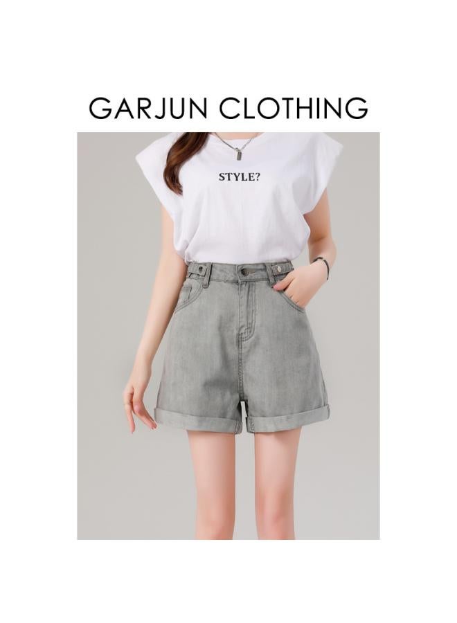 Chubby Plus Size Women's Clothing Summer New Extra Large Loose Stretch Waist Denim Shorts Chubby Girls Korean Style Wide Leg Pants