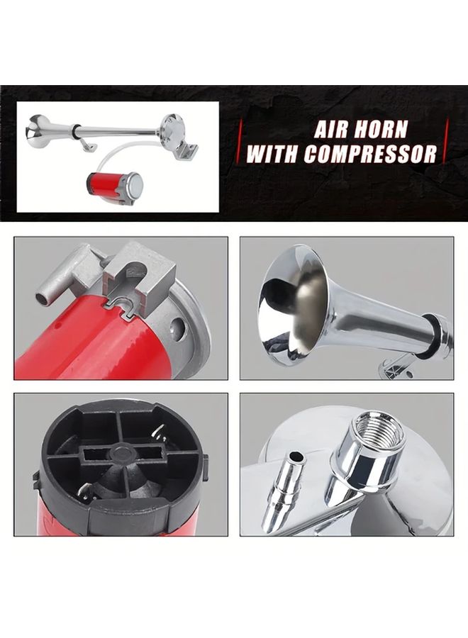24V Super Loud Car Air Horn Single Trumpet Compressor for Truck Boat Train - Image 3