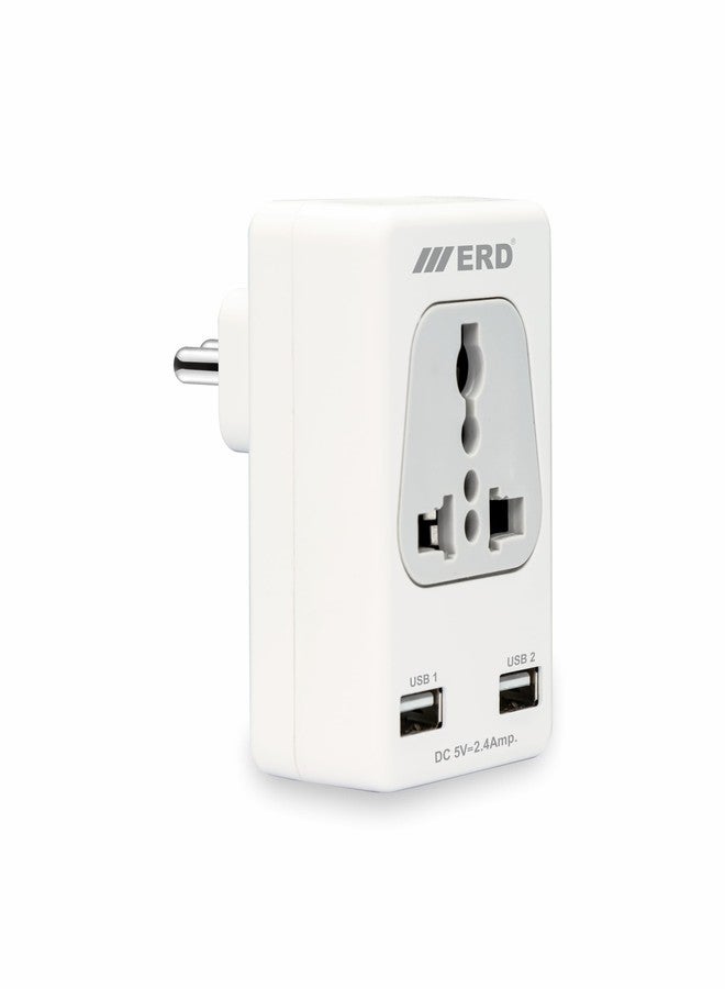 ERD EB-12 6Amp Wall Multiplug Power Socket Adapter with 2.4 Amp USB Charging Port | Extension Socket for Home Appliances - Image 1