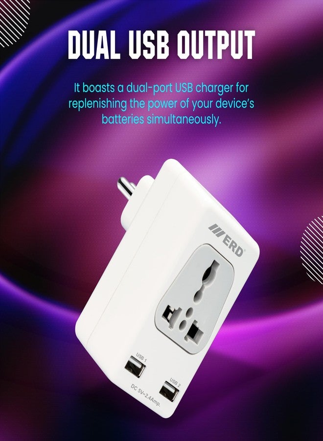 ERD EB-12 6Amp Wall Multiplug Power Socket Adapter with 2.4 Amp USB Charging Port | Extension Socket for Home Appliances - Image 4