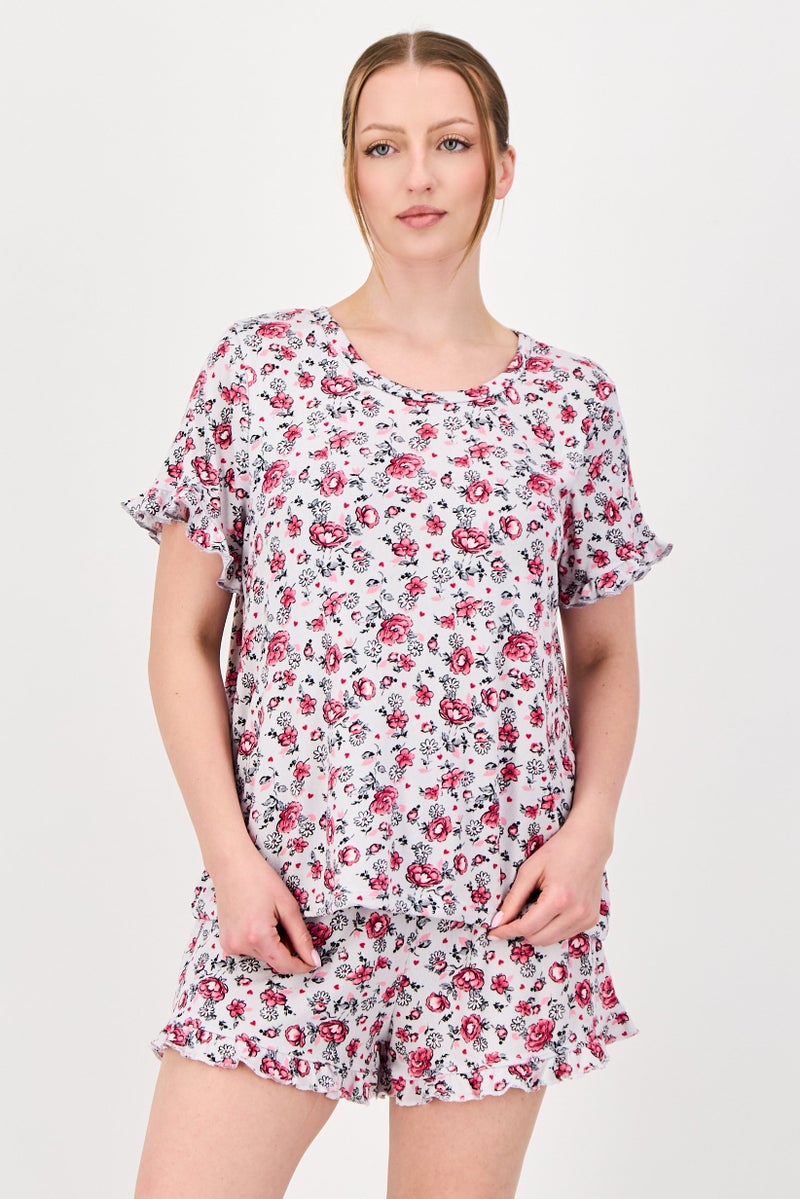 Rene Rofe Women 2 Pieces Floral Print Top And Bottom Sleepwear Set, Multicolor - Image 1