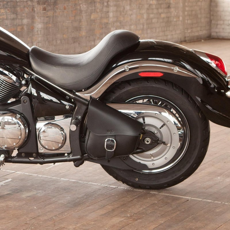 Dowco Willie & Max Triangulated Leather Motorcycle Swingarm Bag - Black, 9 Liter Capacity - Image 3