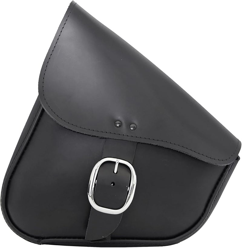 Dowco Willie & Max Triangulated Leather Motorcycle Swingarm Bag - Black, 9 Liter Capacity - Image 1