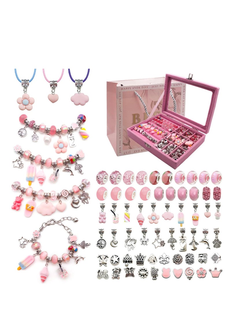 Golden Bracelet Making Kit for Girls,76PC Charm Bracelets Kit with Jewelry Box, DIY Jewelry Making Kit for Girls, Jewelry Gift for Adults and Kids，Gifts For 8-12 Year Old Girl  - Image 1