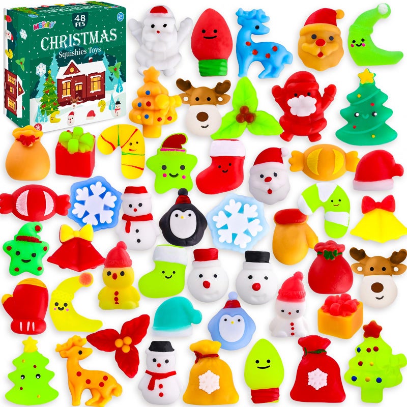 MGparty 48 PCS Christmas Squishies Mochi Squishies Toys for Kids Christmas Stocking Stuffers Party Favor Goodie Bag Filler Bulk - Image 3