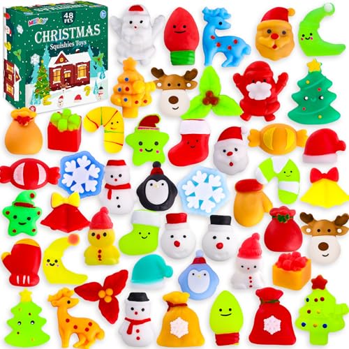 MGparty 48 PCS Christmas Squishies Mochi Squishies Toys for Kids Christmas Stocking Stuffers Party Favor Goodie Bag Filler Bulk - Image 1