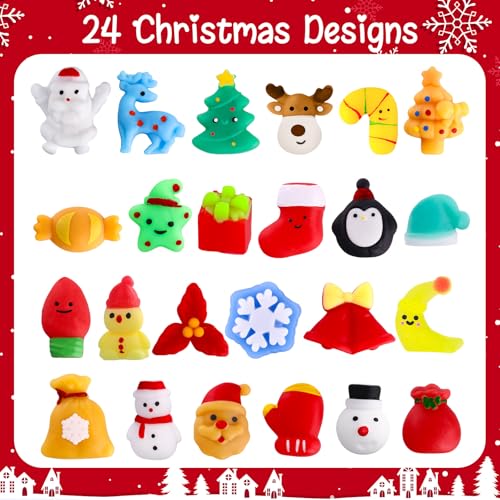 MGparty 48 PCS Christmas Squishies Mochi Squishies Toys for Kids Christmas Stocking Stuffers Party Favor Goodie Bag Filler Bulk - Image 5