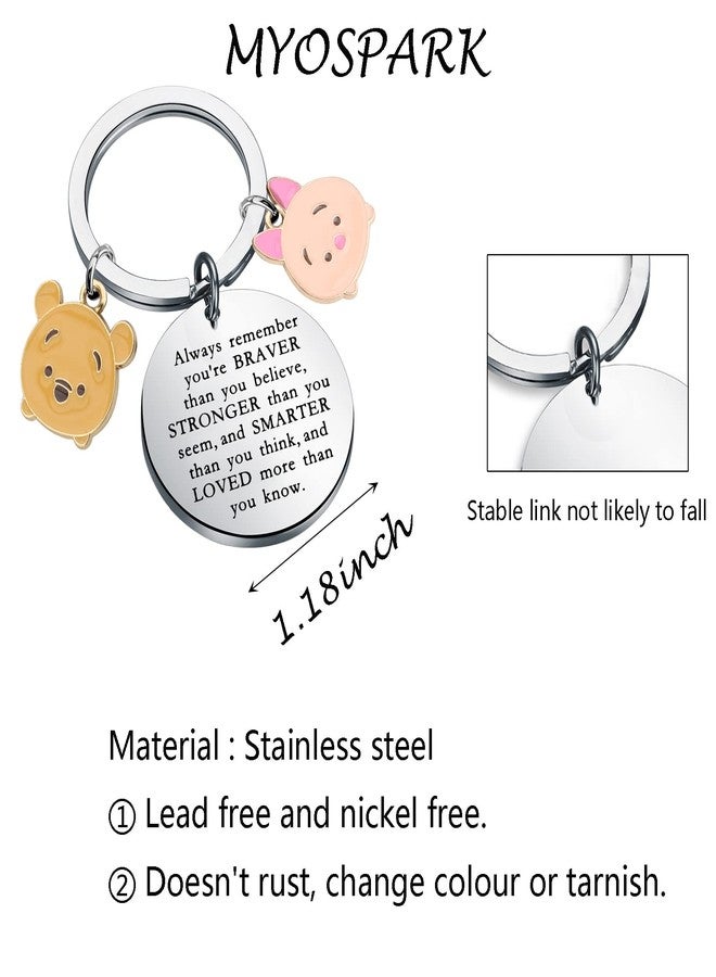 MYOSPARK Friendship Jewelry BFF Gift You are Braver Stronger Smarter Keychain (Always Bear KC) - Image 5