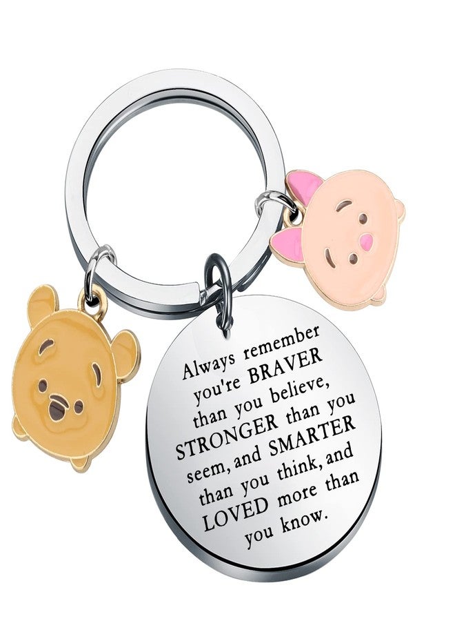 MYOSPARK Friendship Jewelry BFF Gift You are Braver Stronger Smarter Keychain (Always Bear KC) - Image 1