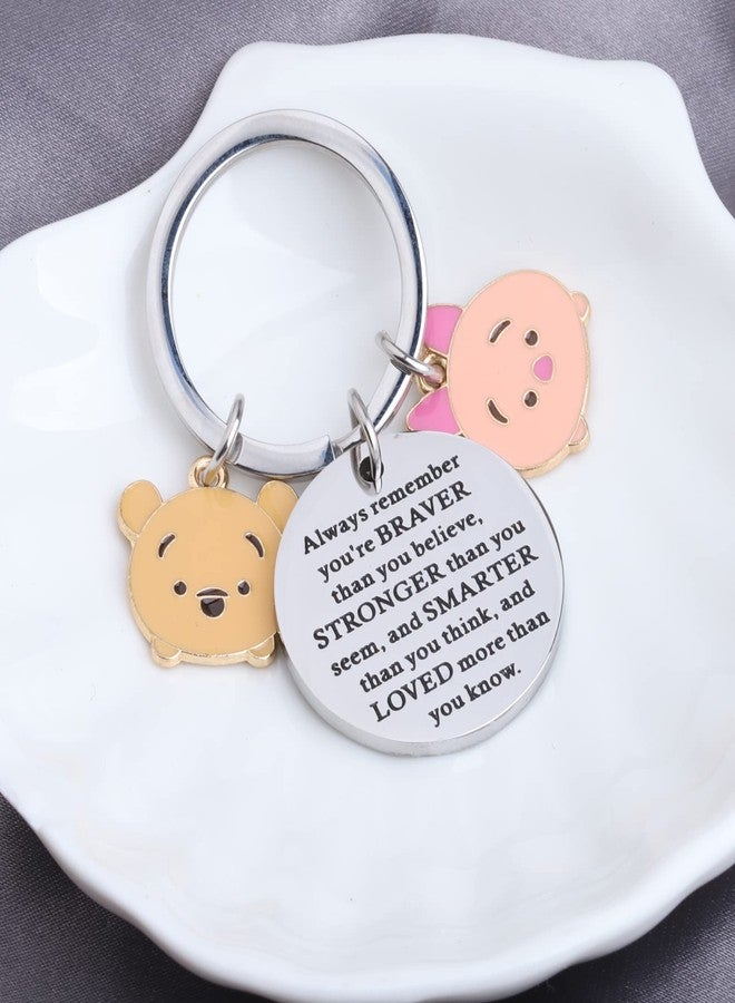 MYOSPARK Friendship Jewelry BFF Gift You are Braver Stronger Smarter Keychain (Always Bear KC) - Image 2