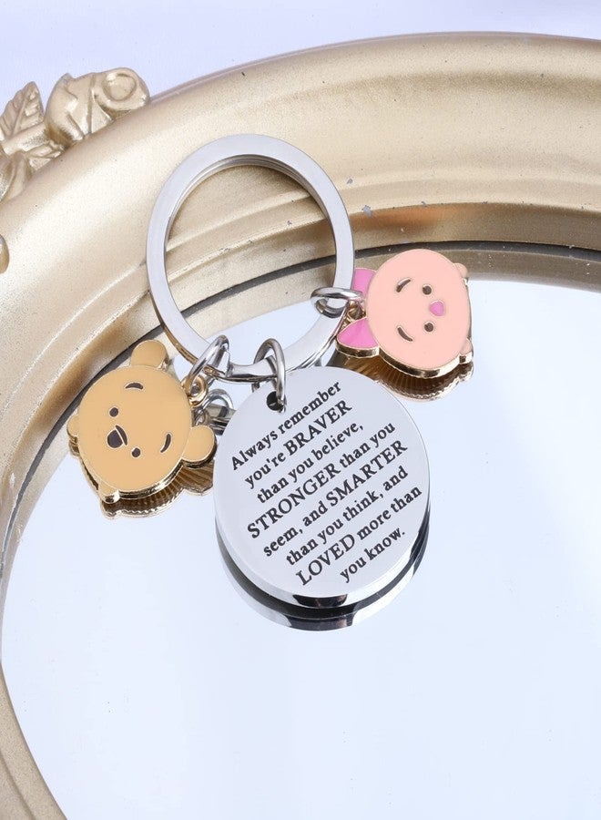 MYOSPARK Friendship Jewelry BFF Gift You are Braver Stronger Smarter Keychain (Always Bear KC) - Image 3
