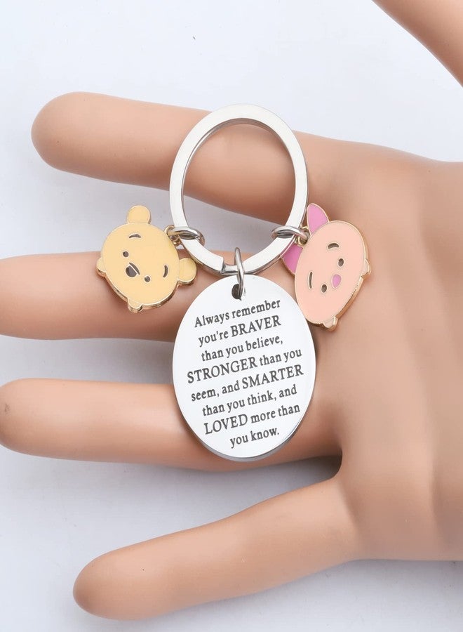 MYOSPARK Friendship Jewelry BFF Gift You are Braver Stronger Smarter Keychain (Always Bear KC) - Image 4