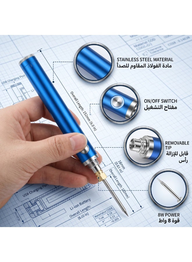 Portable USB Cordless Soldering Iron Kit, Wireless Rechargeable Battery Powered, Wireless Charging Welding Tool 510 Pen Electronic Soldering Kit - Image 4