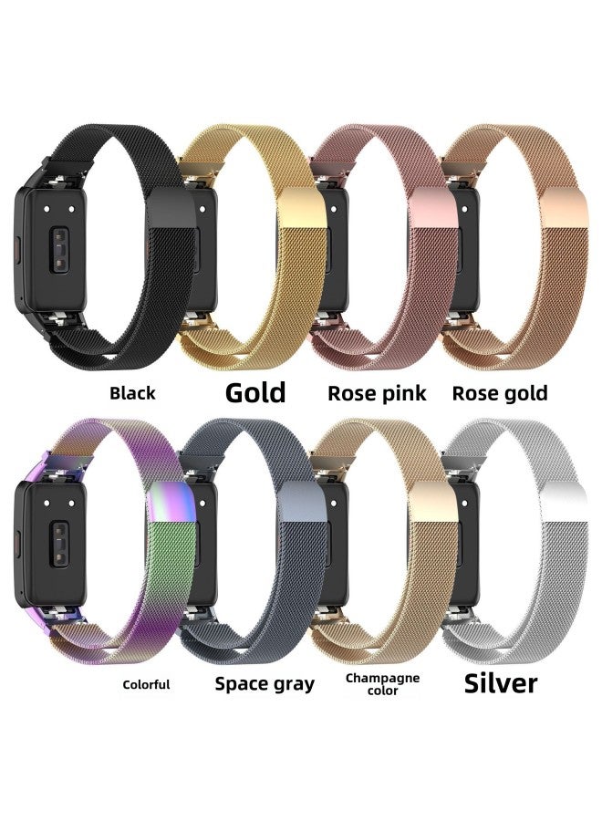 Milanis Strap For Huawei Bracelet 6 Glory Bracelet 6/7 Metal Strap Solid One Bead Steel Strap Wrist-Color:Silver-Specifications:Free Size/Huawei 6 Glory 6/7  - Image 2