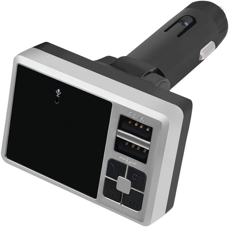جهاز إرسال FM للسيارة بتقنية البلوتوث اللاسلكي مع شاحن USB مزدوج سريع ومكالمات بدون استخدام اليدين، فضي، Dz- 950Kwd - Image 2